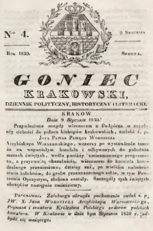 Goniec Krakowski : dziennik polityczny, historyczny i literacki. 1830, nr 4