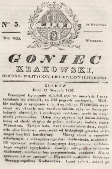 Goniec Krakowski : dziennik polityczny, historyczny i literacki. 1830, nr 5