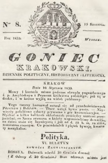 Goniec Krakowski : dziennik polityczny, historyczny i literacki. 1830, nr 8