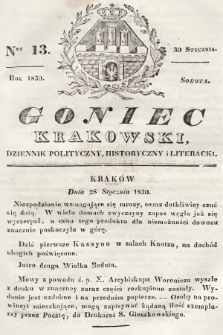 Goniec Krakowski : dziennik polityczny, historyczny i literacki. 1830, nr 13