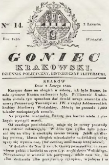 Goniec Krakowski : dziennik polityczny, historyczny i literacki. 1830, nr 14