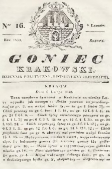 Goniec Krakowski : dziennik polityczny, historyczny i literacki. 1830, nr 16