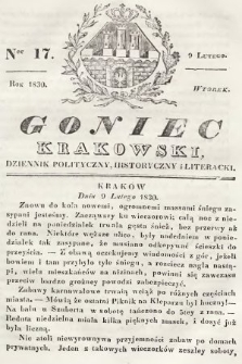 Goniec Krakowski : dziennik polityczny, historyczny i literacki. 1830, nr 17