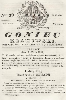 Goniec Krakowski : dziennik polityczny, historyczny i literacki. 1830, nr 29