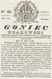 Goniec Krakowski : dziennik polityczny, historyczny i literacki. 1830, nr 32