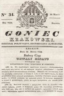 Goniec Krakowski : dziennik polityczny, historyczny i literacki. 1830, nr 34