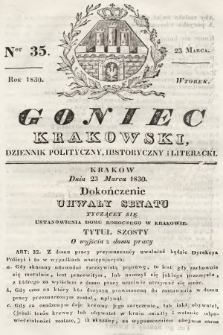 Goniec Krakowski : dziennik polityczny, historyczny i literacki. 1830, nr 35