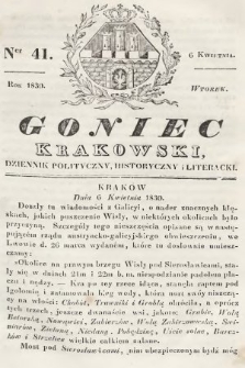 Goniec Krakowski : dziennik polityczny, historyczny i literacki. 1830, nr 41