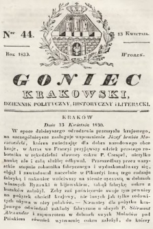 Goniec Krakowski : dziennik polityczny, historyczny i literacki. 1830, nr 44