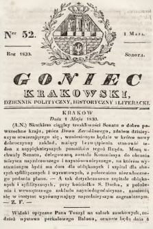 Goniec Krakowski : dziennik polityczny, historyczny i literacki. 1830, nr 52