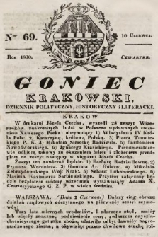 Goniec Krakowski : dziennik polityczny, historyczny i literacki. 1830, nr 69