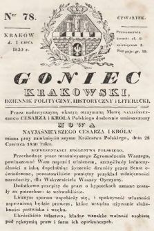 Goniec Krakowski : dziennik polityczny, historyczny i literacki. 1830, nr 78