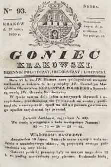 Goniec Krakowski : dziennik polityczny, historyczny i literacki. 1830, nr 93