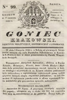 Goniec Krakowski : dziennik polityczny, historyczny i literacki. 1830, nr 99