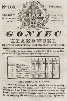 Goniec Krakowski : dziennik polityczny, historyczny i literacki. 1830, nr 106