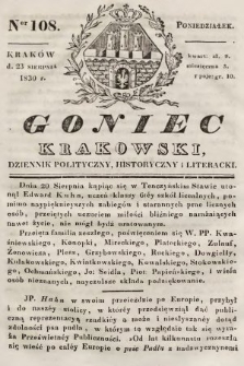 Goniec Krakowski : dziennik polityczny, historyczny i literacki. 1830, nr 108
