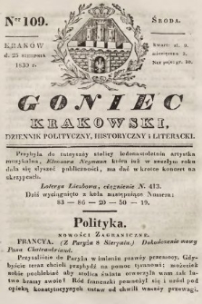 Goniec Krakowski : dziennik polityczny, historyczny i literacki. 1830, nr 109