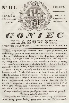 Goniec Krakowski : dziennik polityczny, historyczny i literacki. 1830, nr 111