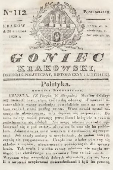 Goniec Krakowski : dziennik polityczny, historyczny i literacki. 1830, nr 112