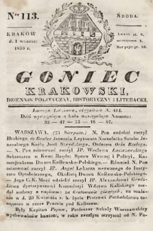 Goniec Krakowski : dziennik polityczny, historyczny i literacki. 1830, nr 113