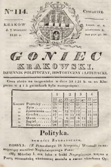 Goniec Krakowski : dziennik polityczny, historyczny i literacki. 1830, nr 114