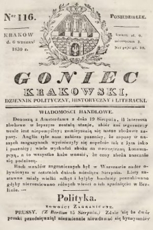 Goniec Krakowski : dziennik polityczny, historyczny i literacki. 1830, nr 116