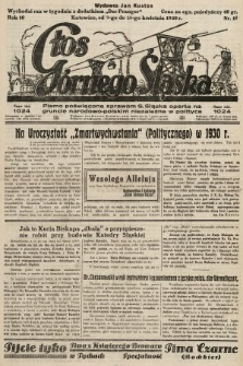 Głos Górnego Śląska : pismo poświęcone sprawom G. Śląska oparte na gruncie narodowo-polskim niezależne w polityce. 1930, nr 16