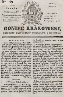 Goniec Krakowski : dziennik polityczny liberalny i naukowy. 1831, nr 98