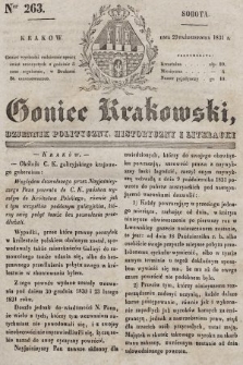 Goniec Krakowski : dziennik polityczny, historyczny i literacki. 1831, nr 263