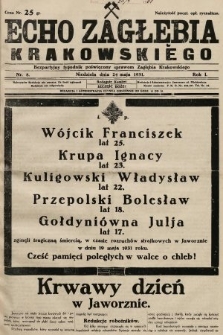 Echo Zagłębia Krakowskiego : bezpartyjny tygodnik poświęcony sprawom Zagłębia Krakowskiego. 1931, nr 8