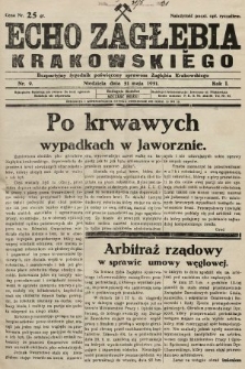 Echo Zagłębia Krakowskiego : bezpartyjny tygodnik poświęcony sprawom Zagłębia Krakowskiego. 1931, nr 9
