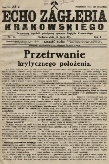 Echo Zagłębia Krakowskiego : bezpartyjny tygodnik poświęcony sprawom Zagłębia Krakowskiego. 1931, nr 13