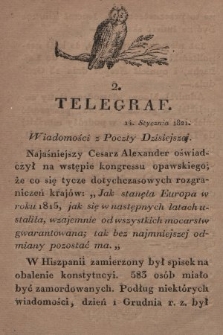 Telegraf : wiadomości z poczty dzisiejszej. 1821, [nr] 2