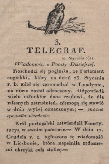 Telegraf : wiadomości z poczty dzisiejszej. 1821, [nr] 3