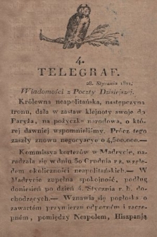 Telegraf : wiadomości z poczty dzisiejszej. 1821, [nr] 4