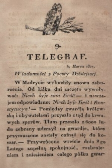 Telegraf : wiadomości z poczty dzisiejszej. 1821, [nr] 9
