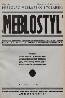 Meblostyl : przegląd meblarsko-stolarski : miesięcznik ilustrowany poświęcony zagadnieniom architektury wnętrz. 1934, nr 3