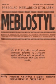 Meblostyl : przegląd meblarsko-stolarski : miesięcznik ilustrowany poświęcony zagadnieniom architektury wnętrz. 1934, nr 4
