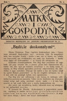 Matka i Gospodyni : dodatek miesięczny do „Dzwonu Niedzielnego”. 1929, nr 4