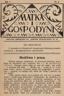 Matka i Gospodyni : dodatek miesięczny do „Dzwonu Niedzielnego”. 1929, nr 6