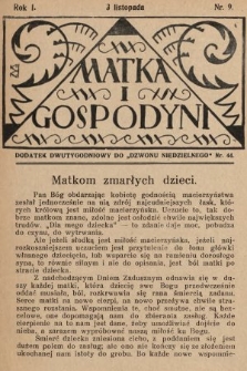 Matka i Gospodyni : dodatek dwutygodniowy do „Dzwonu Niedzielnego”. 1929, nr 9