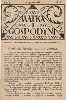 Matka i Gospodyni : dodatek dwutygodniowy do „Dzwonu Niedzielnego”. 1930, nr 2