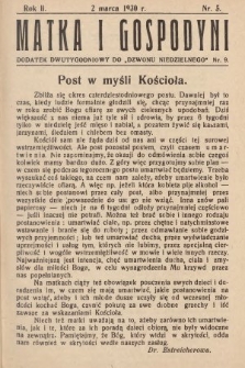Matka i Gospodyni : dodatek dwutygodniowy do „Dzwonu Niedzielnego”. 1930, nr 5
