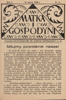 Matka i Gospodyni : dodatek dwutygodniowy do „Dzwonu Niedzielnego”. 1930, nr 6