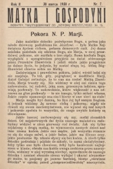 Matka i Gospodyni : dodatek dwutygodniowy do „Dzwonu Niedzielnego”. 1930, nr 7