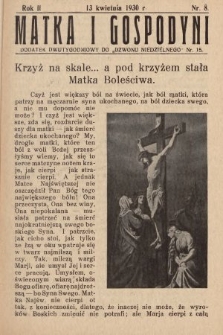 Matka i Gospodyni : dodatek dwutygodniowy do „Dzwonu Niedzielnego”. 1930, nr 8