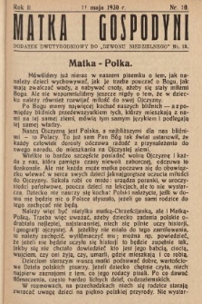 Matka i Gospodyni : dodatek dwutygodniowy do „Dzwonu Niedzielnego”. 1930, nr 10