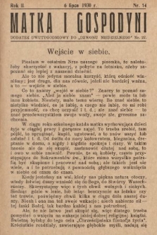 Matka i Gospodyni : dodatek dwutygodniowy do „Dzwonu Niedzielnego”. 1930, nr 14