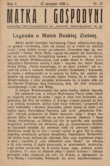 Matka i Gospodyni : dodatek dwutygodniowy do „Dzwonu Niedzielnego”. 1930, nr 17