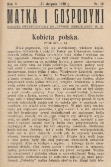 Matka i Gospodyni : dodatek dwutygodniowy do „Dzwonu Niedzielnego”. 1930, nr 18